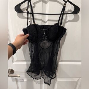 🟣Victoria's Secret 36C Black Lace Sheer Chemise